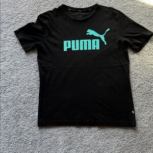 PUMA Men's Black Tee with Teal Logo